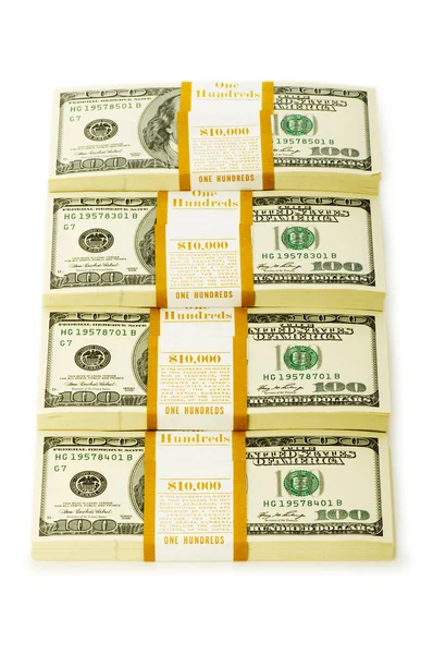 Zásobník dolarů izolovaných na bílém — Stock fotografie