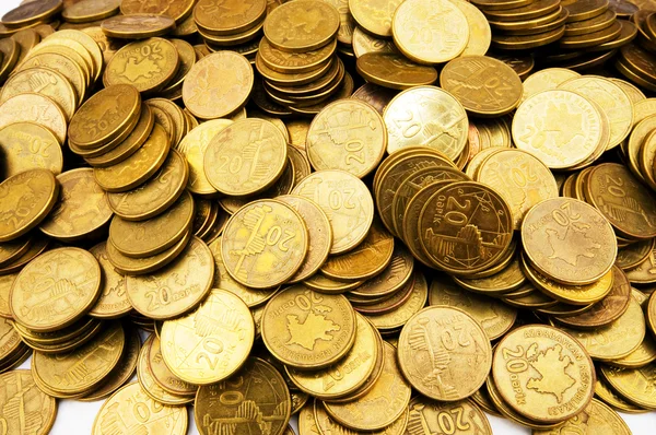 Gros plan sur les piles de pièces d'or — Photo
