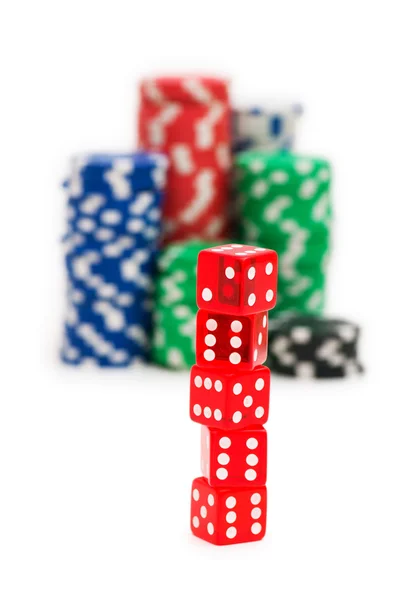 Fichas de casino isolado — Fotografia de Stock