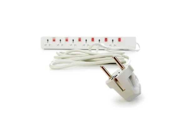 Uzatma kablosu üzerinde beyaz izole — Stok fotoğraf