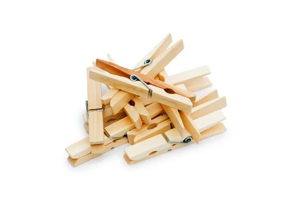 Various pegs isolated on the white — Stock Photo, Image