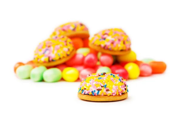 Søde kager og farverige tandkød - Stock-foto
