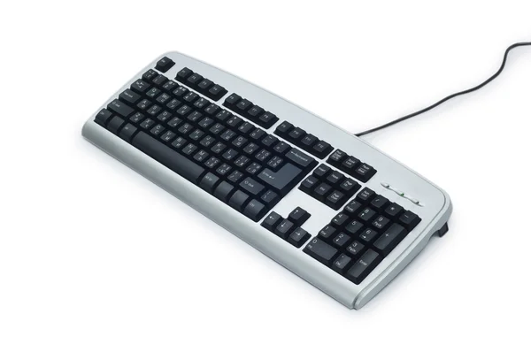 白で隔離される銀のキーボード — ストック写真