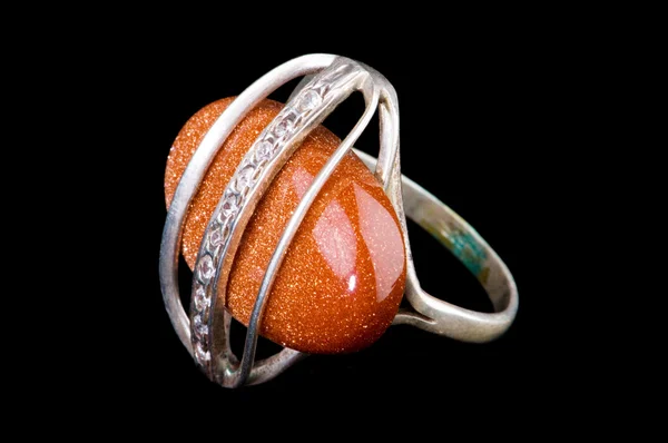 Šperky prsten izolovaných na černém — Stock fotografie