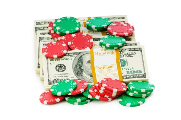 Dollar and casino chip stacks — Stockfoto