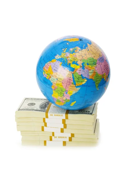 Küre ve dolar yığını — Stok fotoğraf