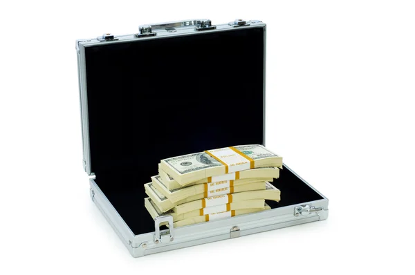Dinero en el caso aislado en blanco — Foto de Stock
