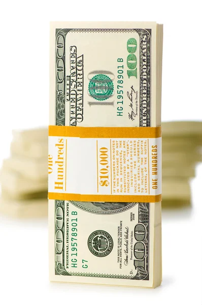 Yığın üzerinde beyaz izole dolar — Stok fotoğraf