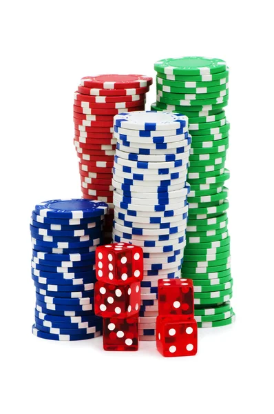 Casino zseton, elszigetelt, fehér — Stock Fotó