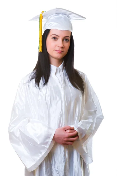 Genç mezun üzerinde beyaz izole — Stok fotoğraf