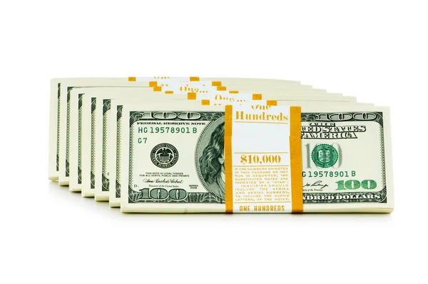 Yığın üzerinde beyaz izole dolar — Stok fotoğraf