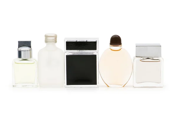 Bottiglia di profumo isolata sul bianco — Foto Stock