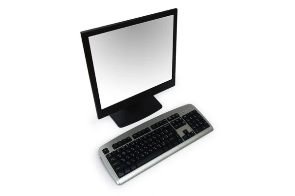 Computer desktop isolato sul bianco — Foto Stock