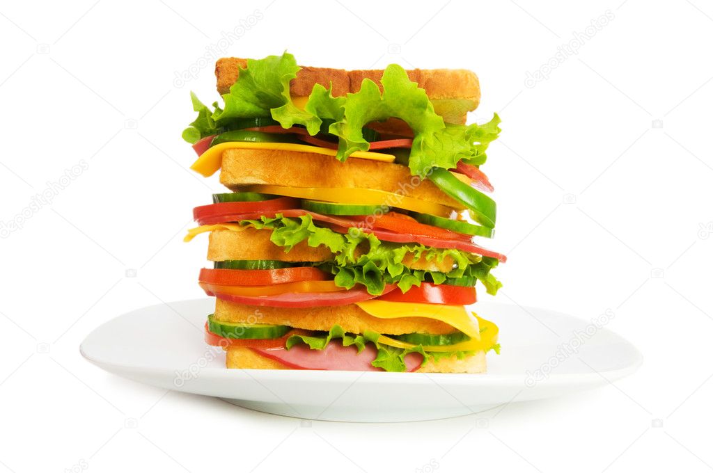 Giant sandwich isolated on the white