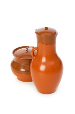 Clay jars isolated on the white clipart