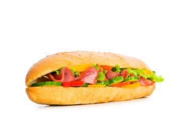 Long sandwich isolated on the white clipart