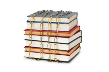 Censorship concept with books and chains clipart