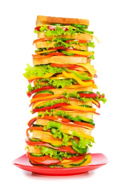 Giant sandwich isolated on the white clipart