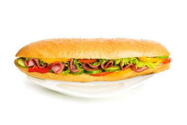 Long sandwich isolated on the white clipart