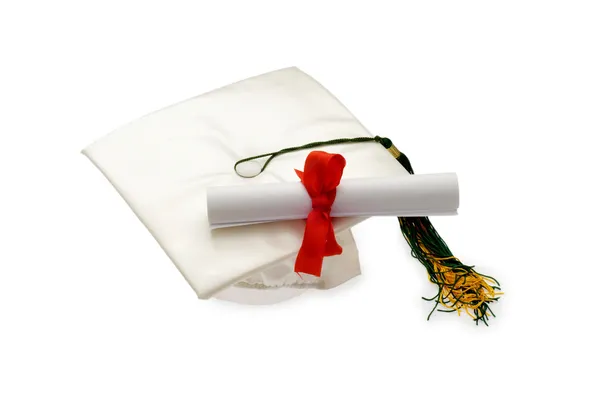 Дипломна шапка та диплом — стокове фото