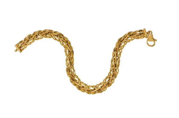 Altın zincir üzerinde beyaz izole — Stok fotoğraf