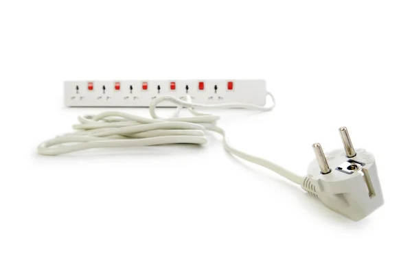 Uzatma kablosu üzerinde beyaz izole — Stok fotoğraf