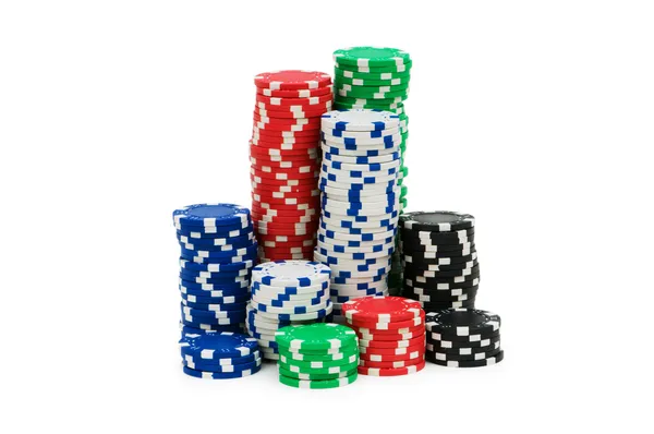 Casinofiches geïsoleerd op de witte — Stockfoto