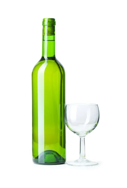 Flasche und Glas isoliert — Stockfoto