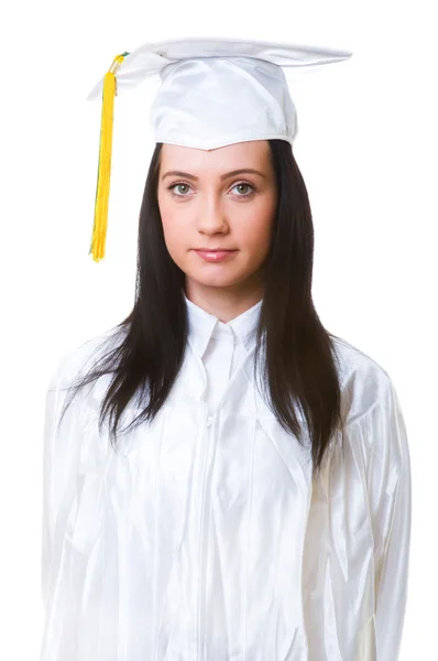 Joven graduado aislado en el blanco — Foto de Stock
