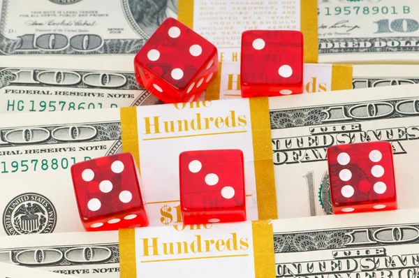 Red dice and dollars — Stock Photo, Image