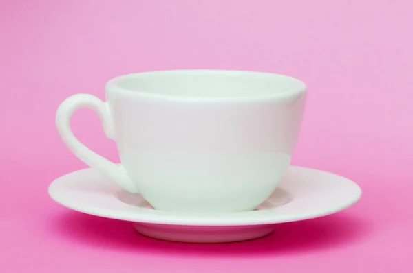 White cup isolated on the pink — Stock Photo, Image