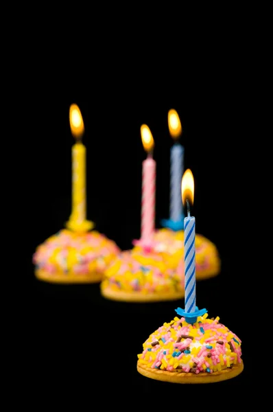 Cupcakes and candles isolated — Stock Photo, Image