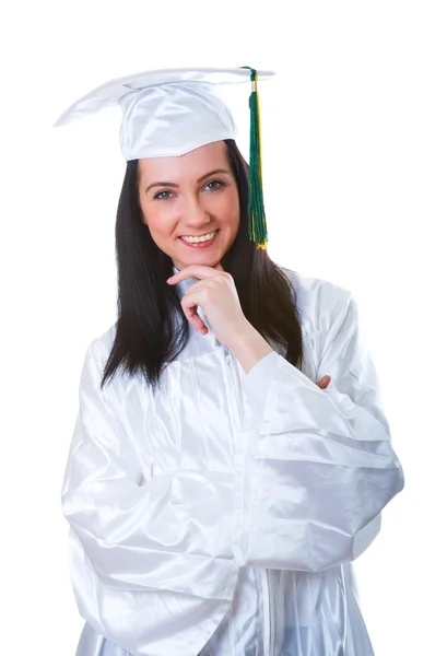Jovem graduado isolado no branco — Fotografia de Stock