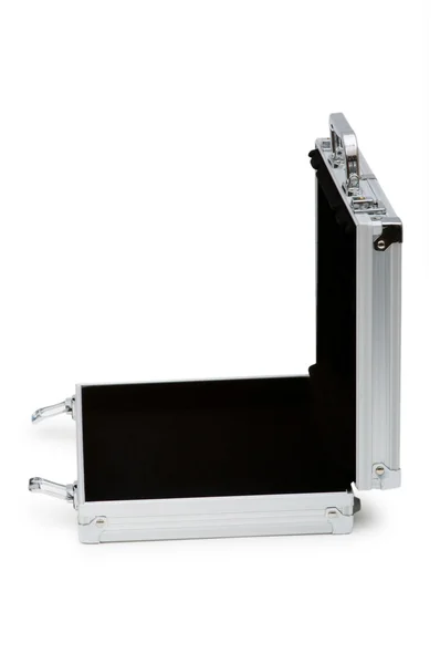 Caixa de metal isolado no branco — Fotografia de Stock