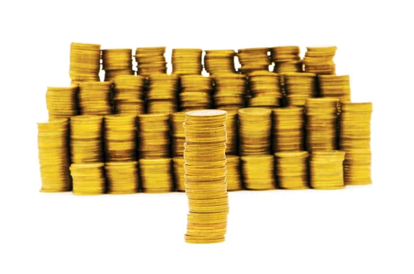 Stapel van munten geïsoleerd — Stockfoto