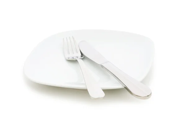 Conjunto de utensílios de mesa isolados sobre branco — Fotografia de Stock