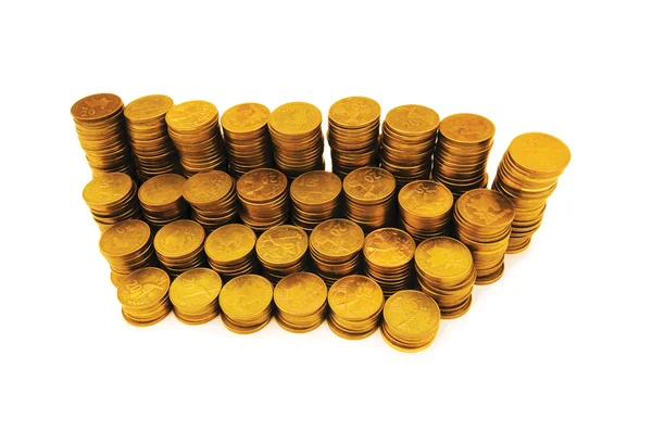 Stapel von Münzen isoliert — Stockfoto