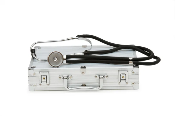 Stetoskop a případ izolované — Stock fotografie