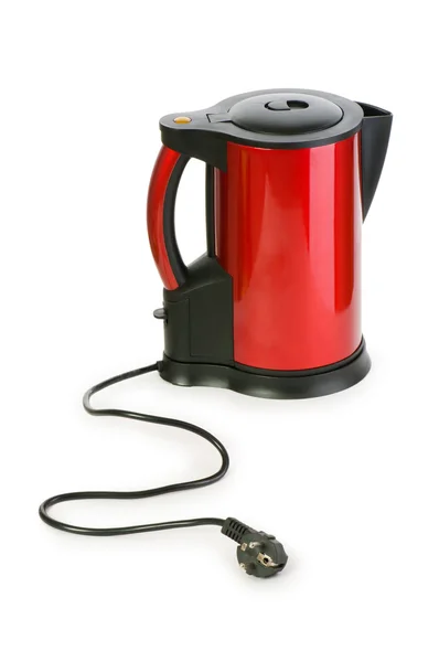 Rode elektrische waterkoker geïsoleerd — Stockfoto