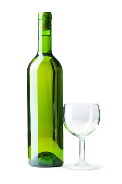 Bottiglia e vetro isolato — Foto Stock