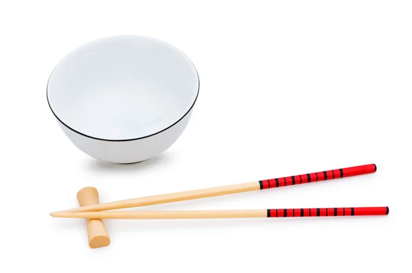 Kase ve izole chopsticks — Stok fotoğraf