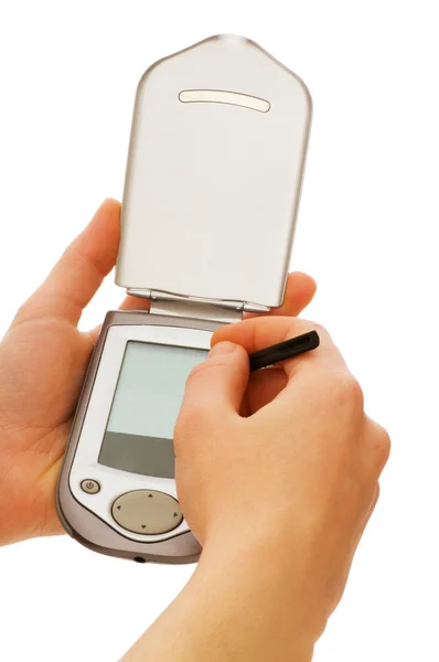 Telefon komórkowy z pustego ekranu na białym tle — Zdjęcie stockowe