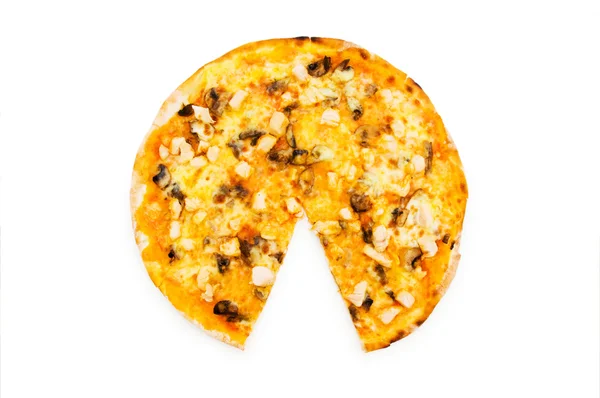 Pizza redonda aislada en el blanco —  Fotos de Stock