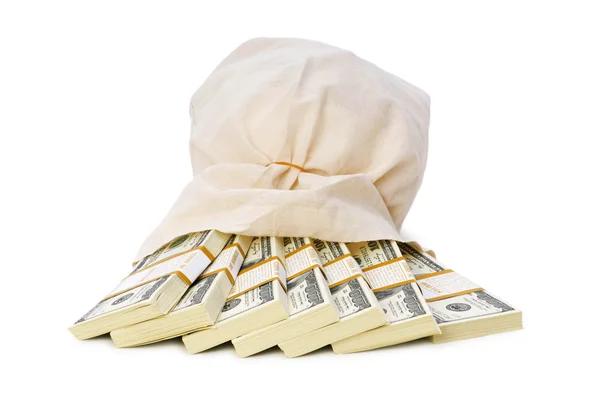 Säcke mit Geld isoliert auf dem weißen — Stockfoto