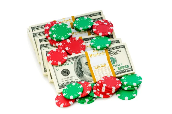 Dollar and casino chip stacks — Stockfoto