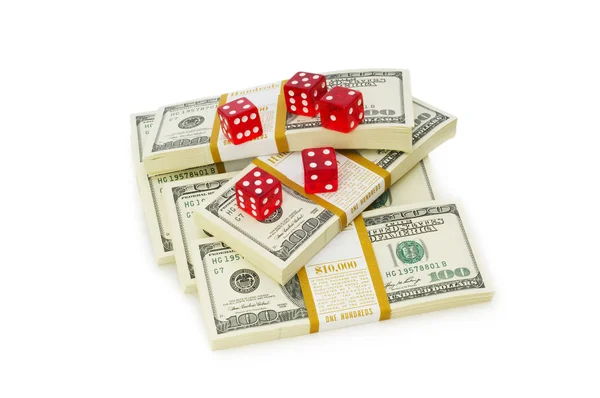 Red dice and dollars isolated — Stock Photo, Image