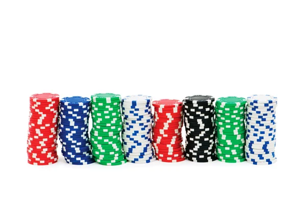 Фішки казино, ізольовані — стокове фото