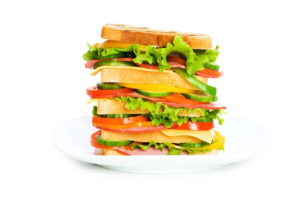 Sandwich gigante aislado en el blanco —  Fotos de Stock