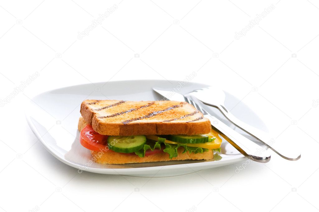 Toasted bread with filling isolated