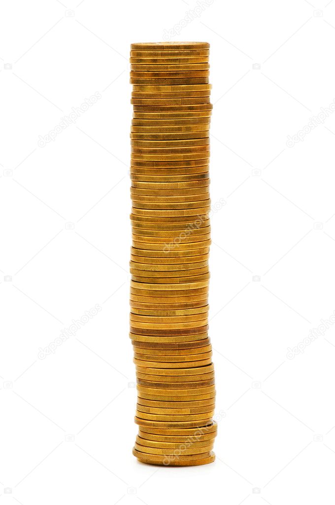 Stack of coins isolated